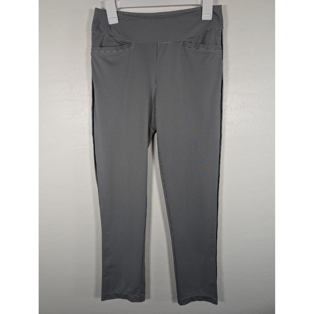 Tail Pants Womens 6 Black White Gingham Stretch Pull On Slim Ankle Trousers